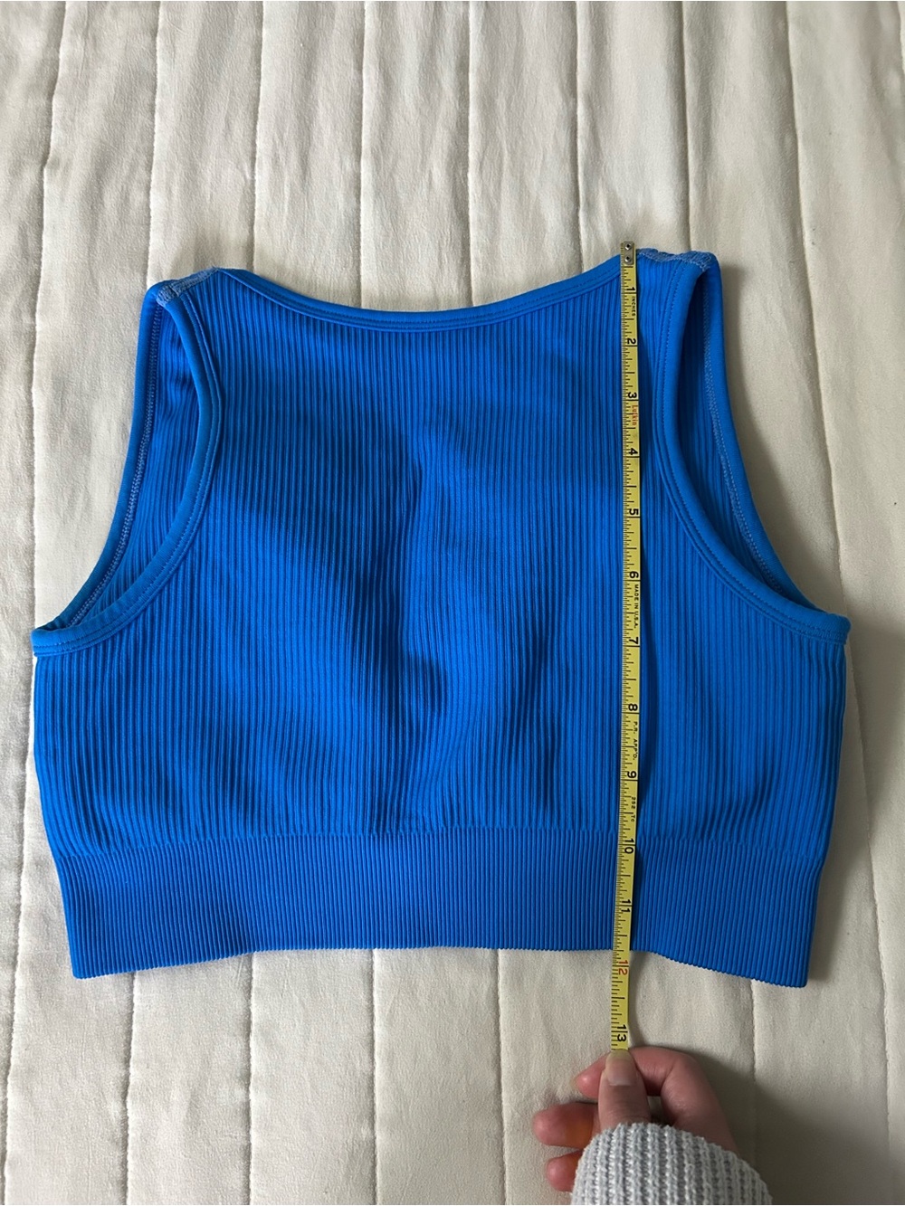 Blue Ribbed Cropped Tank - Picture 4 of 5